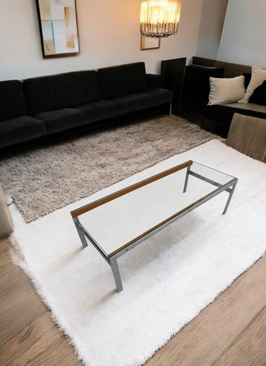 54″ Glass Top and Chrome Base Coffee Table