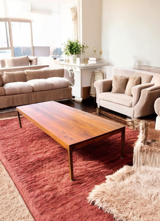 6ft Mid Century Modern Plank Walnut Coffee Table Very Good Vintage Condition