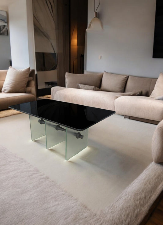 72″ Vintage Art Deco Black Vitrolite Glass Table