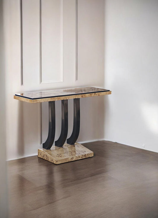 Art Deco Style Burled Console