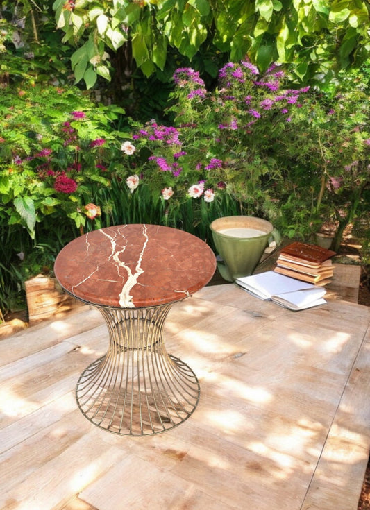 Designer Planter Style Side Table with Marble Top