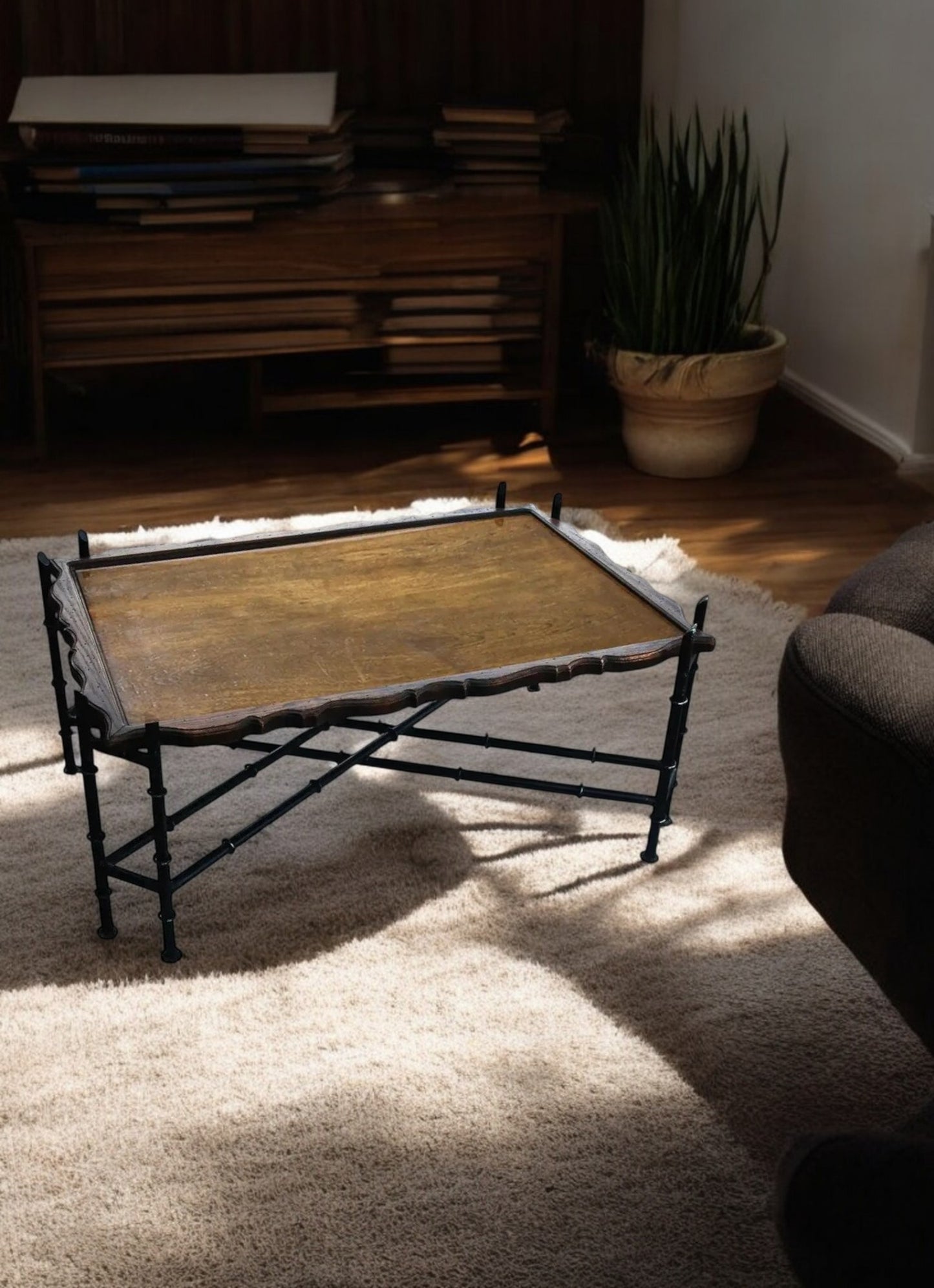 Faux Bamboo Chinese Chippendale Cocktail Table