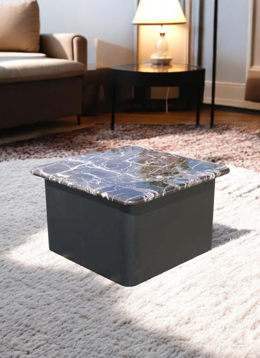30″ Square Vintage Marble Pedestal Side Coffee Table