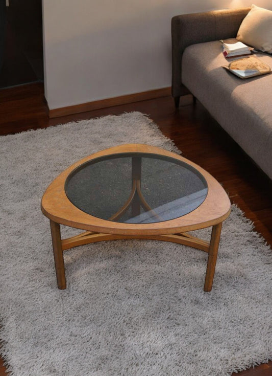 Mid Century Modern Coffee Side Table Teak Glass