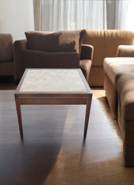 Stow Davis Vintage Modern Walnut Marble Coffee Table