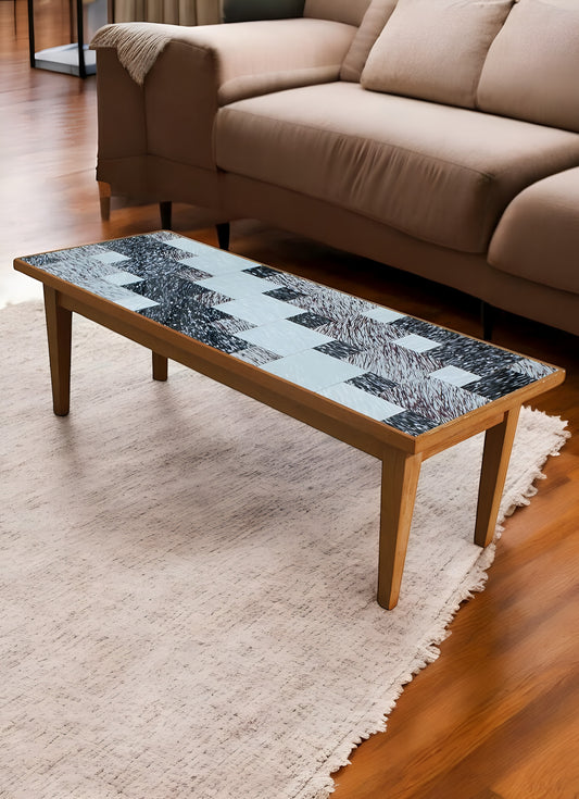 Vintage Danish Style Coffee Table with Glass Tile