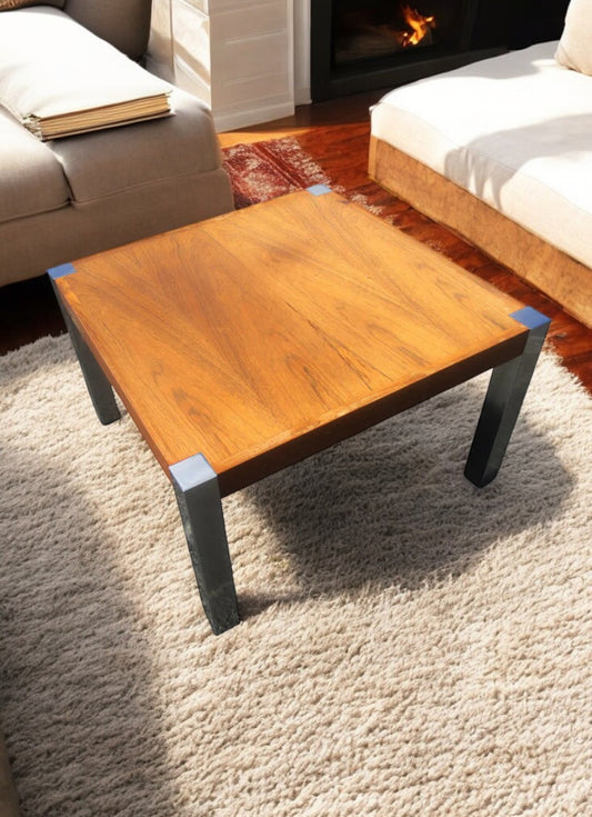 Vintage Mid Century Walnut Chrome Side Table