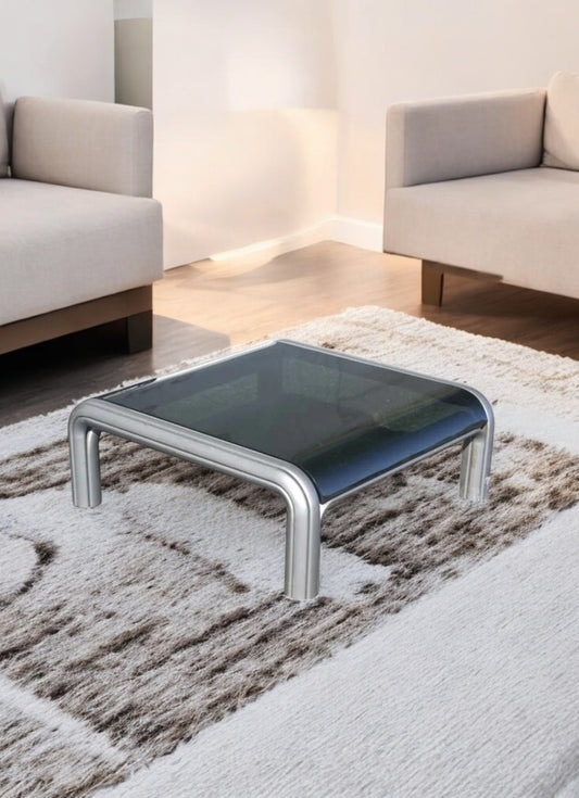Knoll Coffee Table Steel and Glass Gae Aulenti