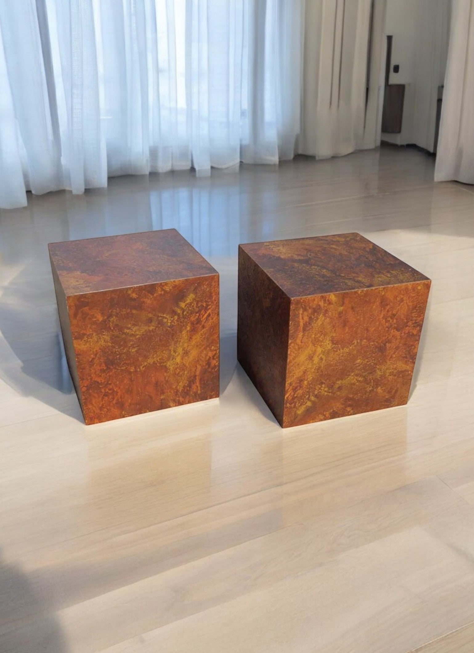 Pair of 18.25″ Square Tube Table | Metro Retro Furniture