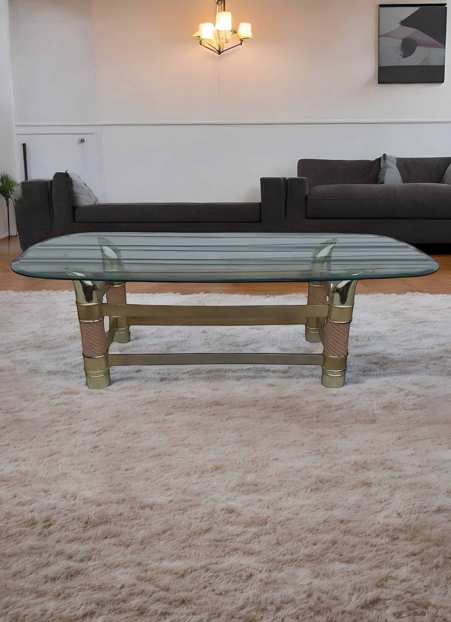 Tommaso Barbi style Italian coffee table with faux tusk base.