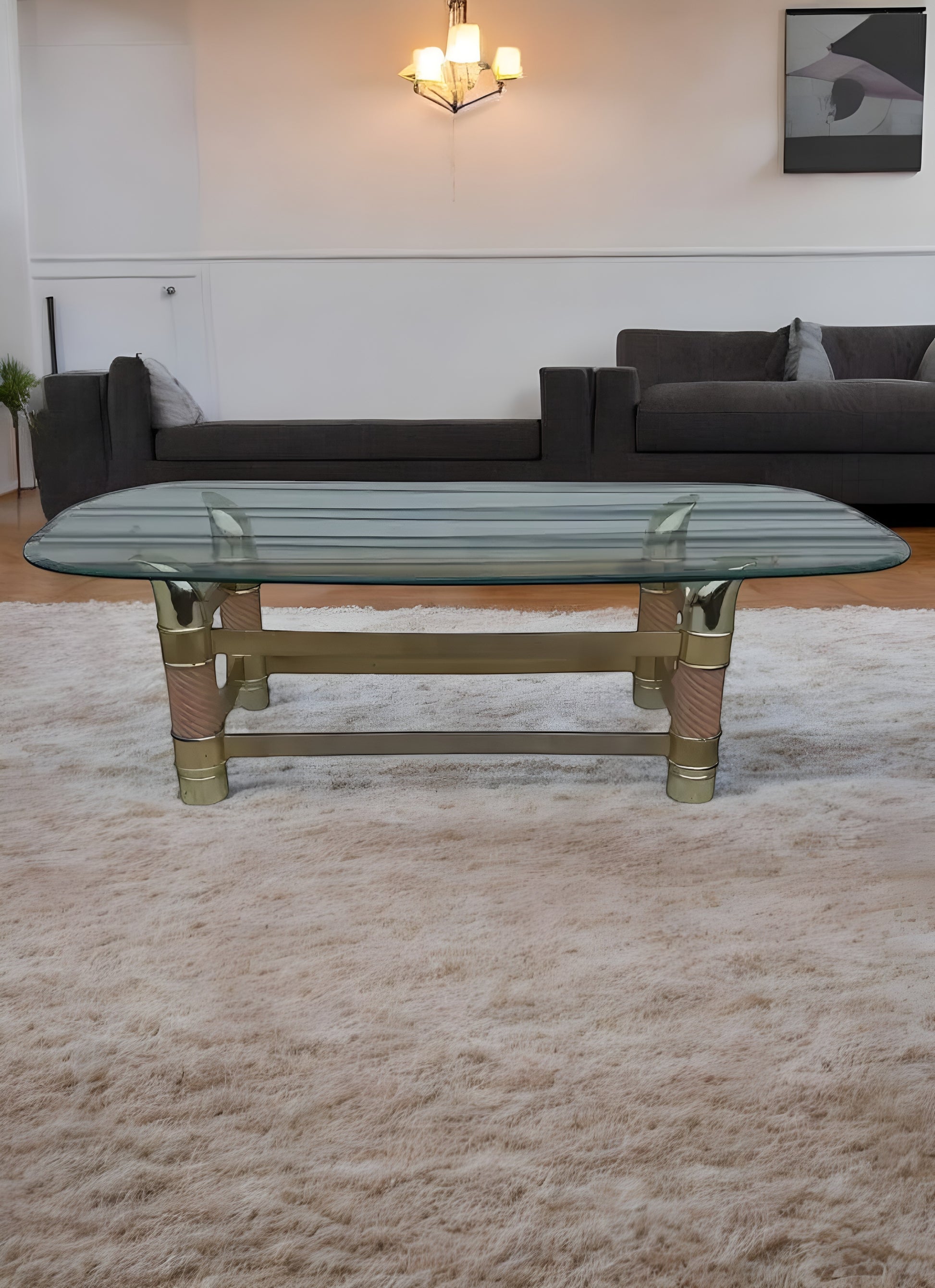 Tommaso Barbi style Italian coffee table with faux tusk base.