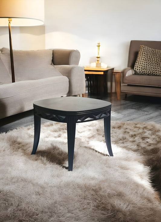 Vintage Hollywood Regency Occasional Table Carved Wood Ebonized