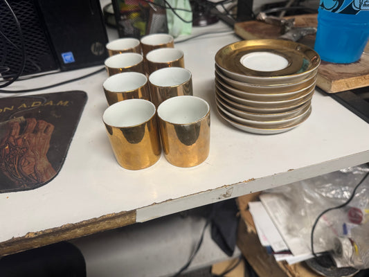 8 Vintage Neiman Marcus Gold Glided Expresso Demitasse Set