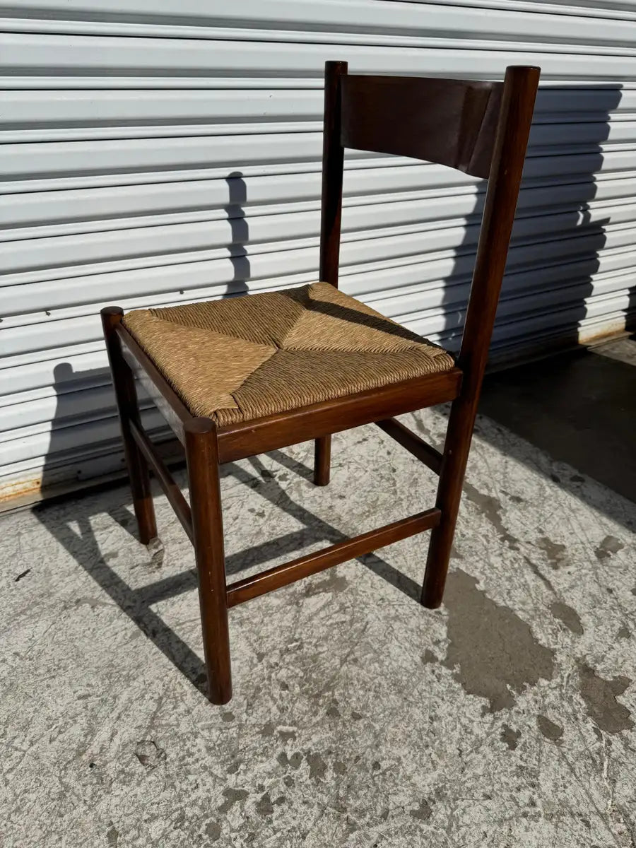 Italian side chair woven seat natural fiber design