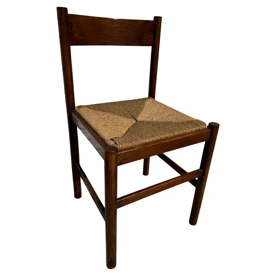 Italian walnut rush seat chair vintage dining side chair