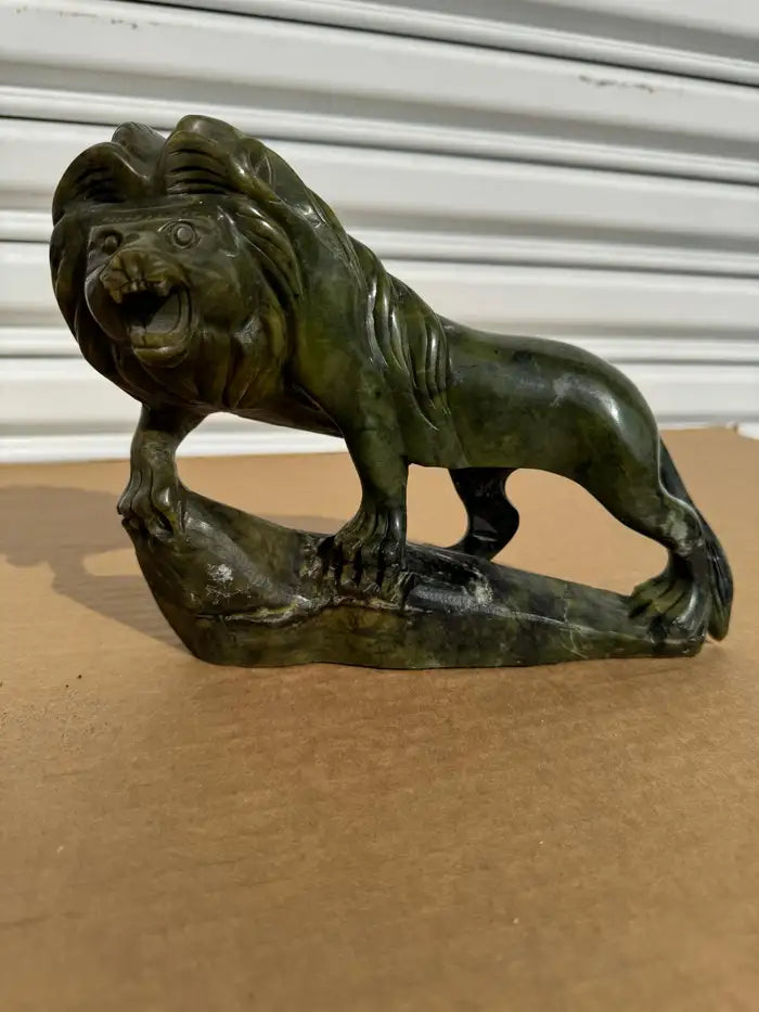 jade lion figurine hand carved stone asian decor