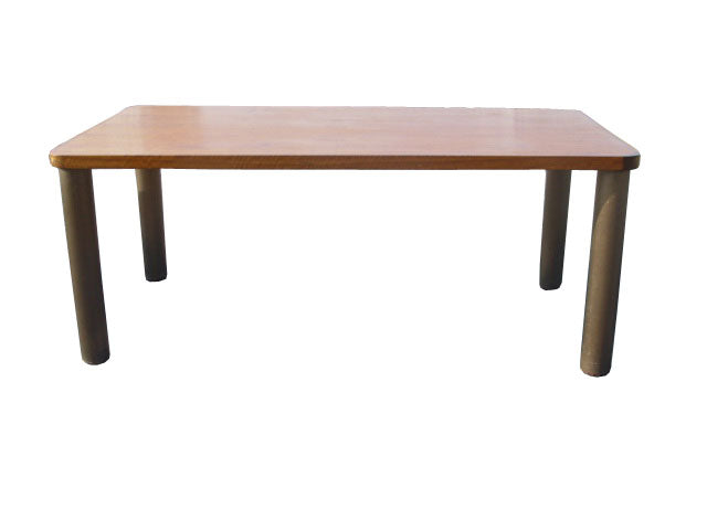 6ft Mid Century Modern Walnut Bronze Table Desk