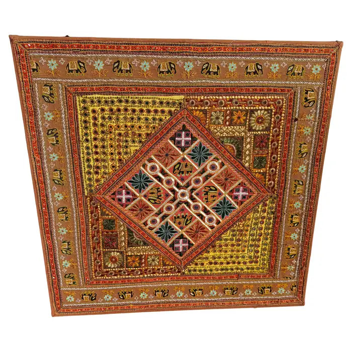 large batik wall tapestry 42x42 boho textile decor