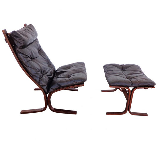 Mid Century Modern Westnofa Siesta Rosewood Lounge Chair with Ottoman