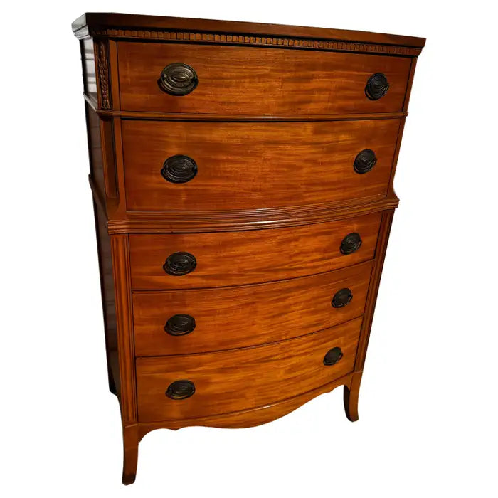 mahogany 5 drawer chest ribbon grain traditional wood dresser