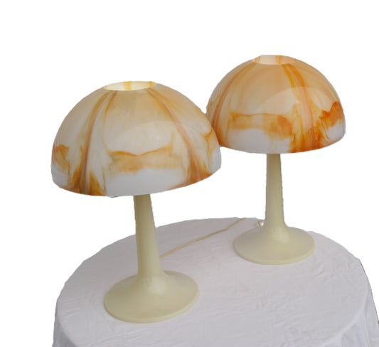 Mid Century Modern Orange Mushroom Lamps