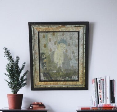 Vintage Asian king portrait framed wall art