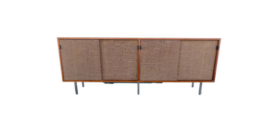 Florence Knoll walnut credenza with cane doors