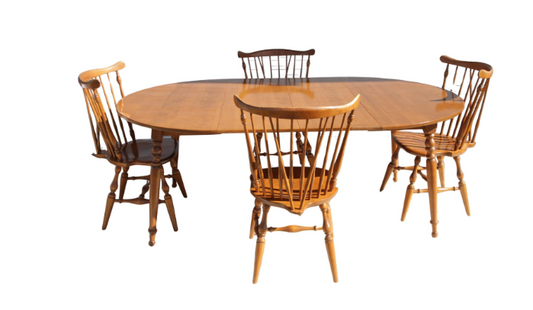 1980s Ethan Allen maple dining table set