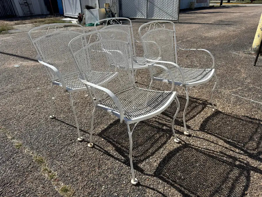 wrought iron garden set mesh table and chairs