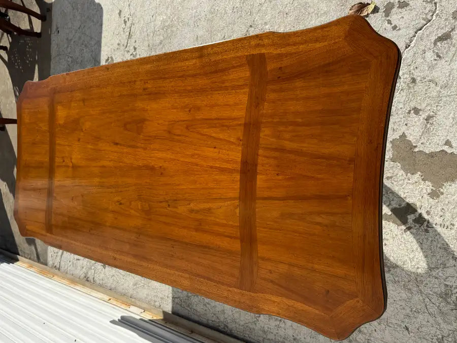 mid century coffee table walnut grain surface