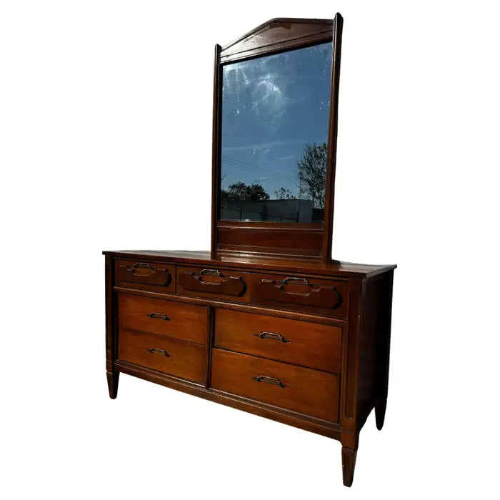 mid century walnut dresser 7 drawer vintage modern furniture