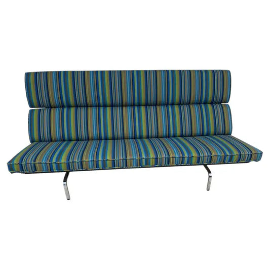 mid century modern compact sofa with tufted backrest