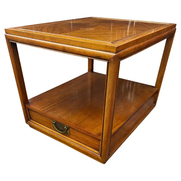 walnut end table with drawer mid century modern accent table