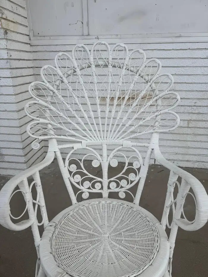 mid century wicker accent chair painted finish design