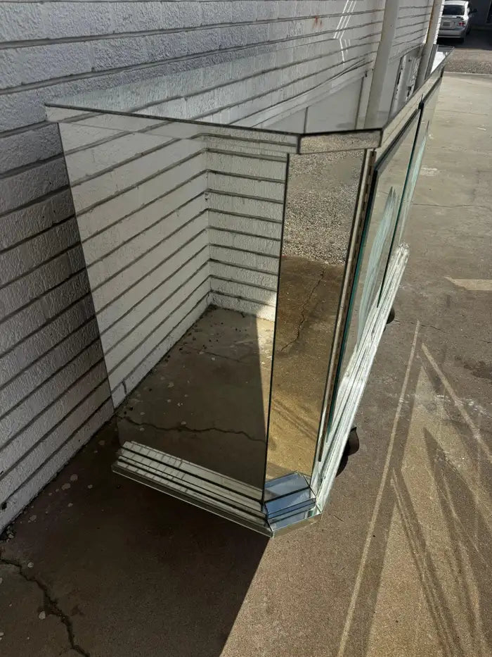 mirrored storage cabinet etched glass modern art deco furniture