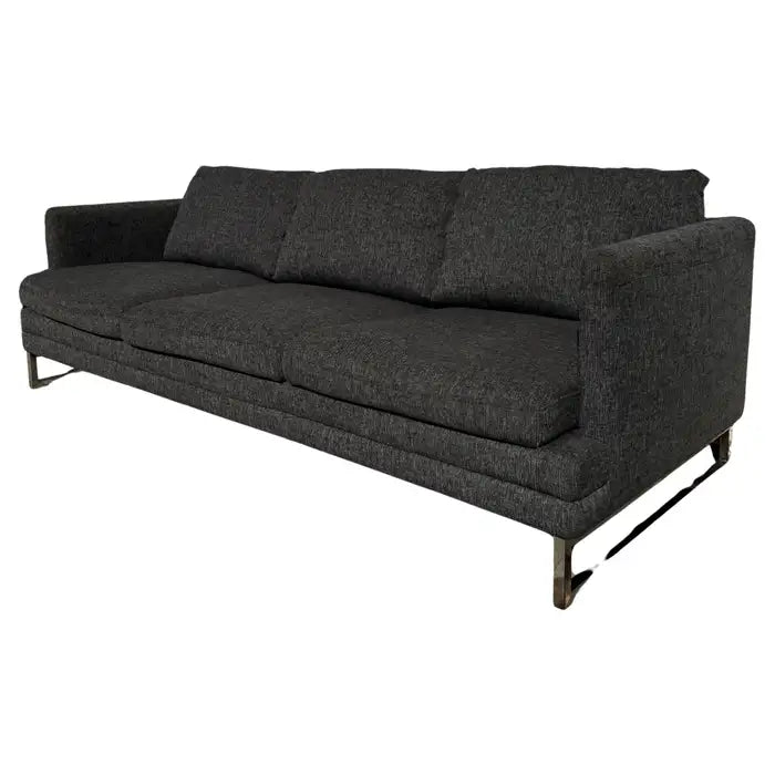 modern grey 3 seat sofa feather cushion sled base couch
