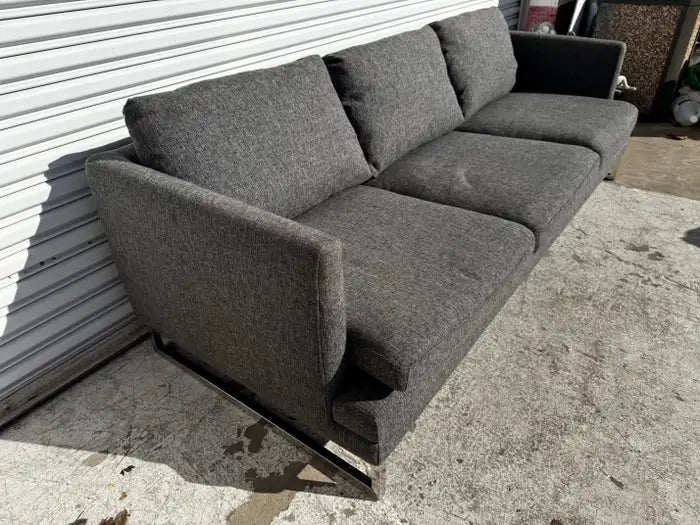modern upholstered grey sofa three seat living room furniture