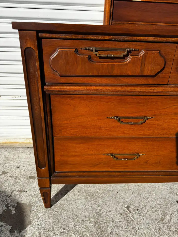 mid century bedroom dresser walnut wood 7 drawer design