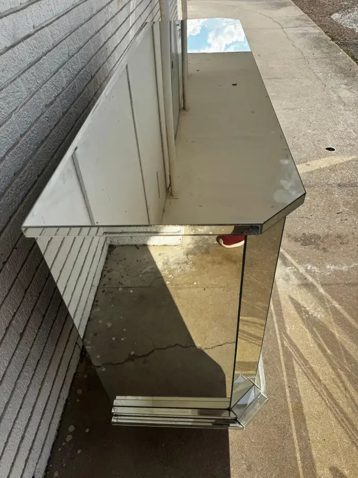 frosted glass cabinet mirrored doors art deco style