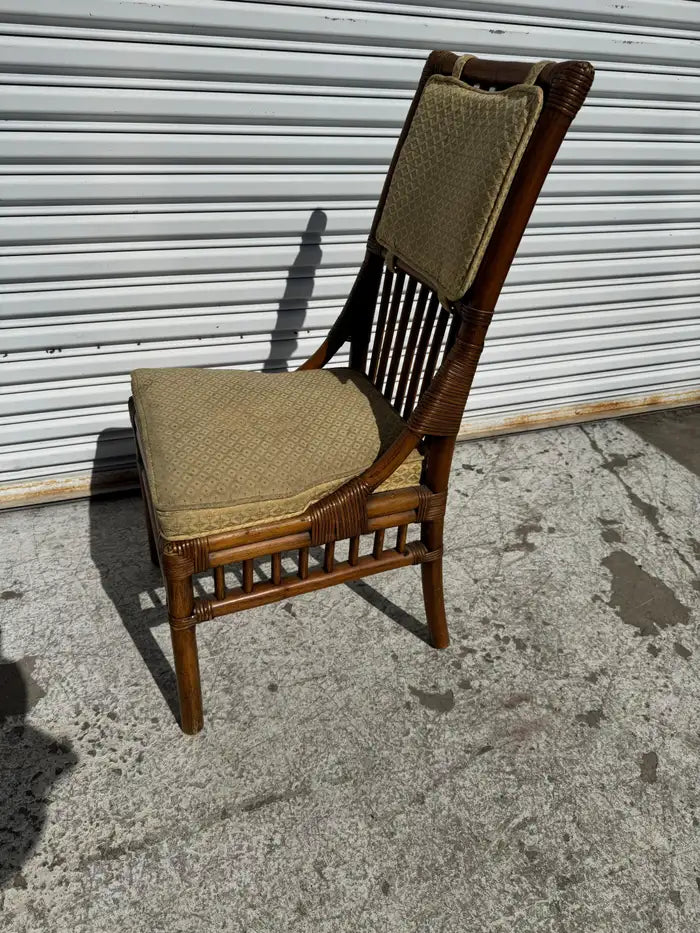 natural bamboo side chair with cushioned seat
