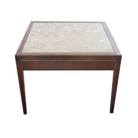 Stow Davis Vintage Modern Walnut Marble Coffee Table