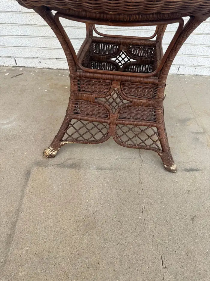 natural rattan coffee table with tempered glass top
