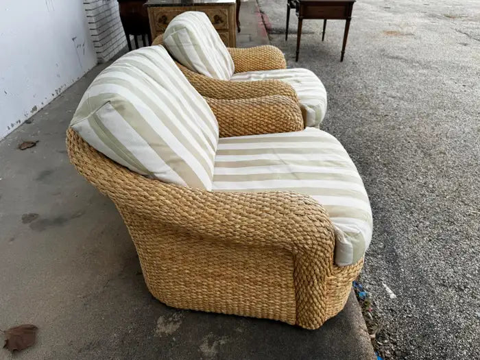 vintage style wicker swivel chairs indoor accent seating