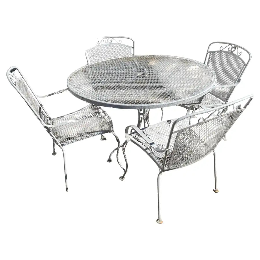 outdoor patio furniture wrought iron mesh seating set