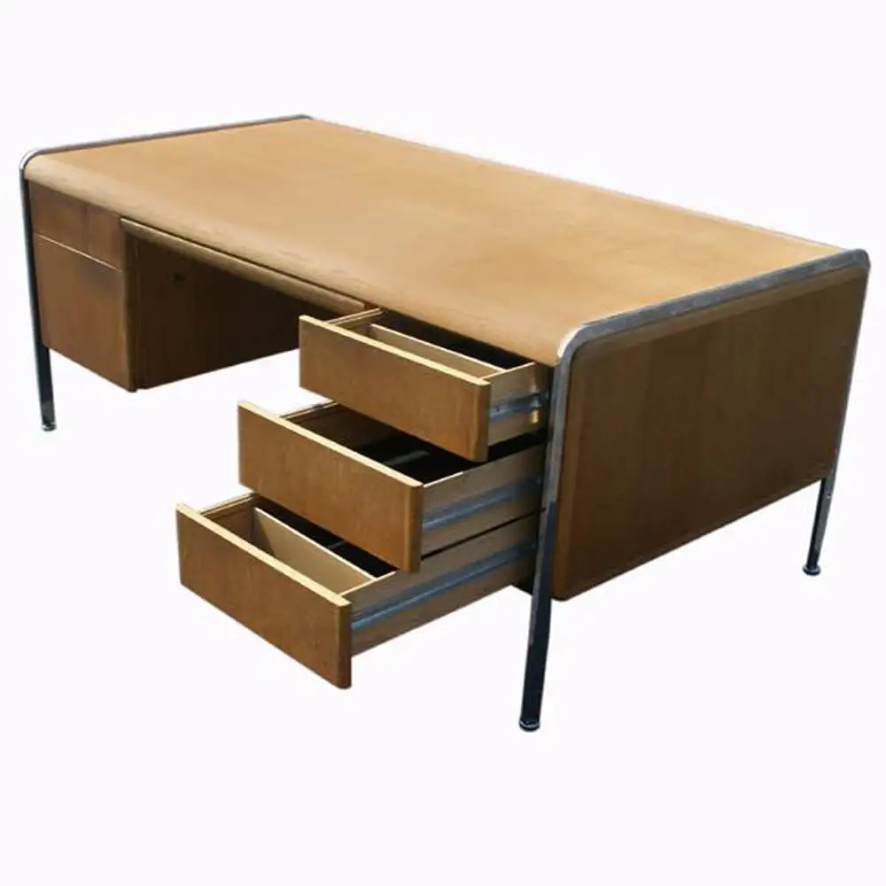 Vintage Mid Century Modern Desk Chrome Trim and Legs