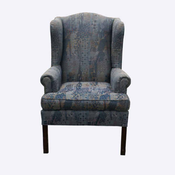 Traditional Vintage Wing Back Lounge Chair Grays