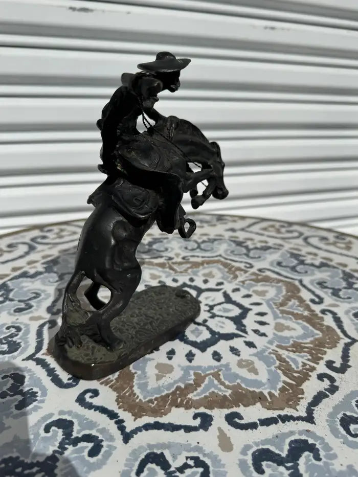 patinated bronze bronco figurine dynamic motion décor
