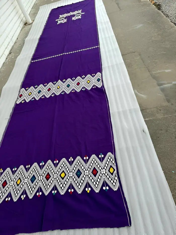 Authentic 12' x 3' Guatemala rug in purple – handwoven textile.