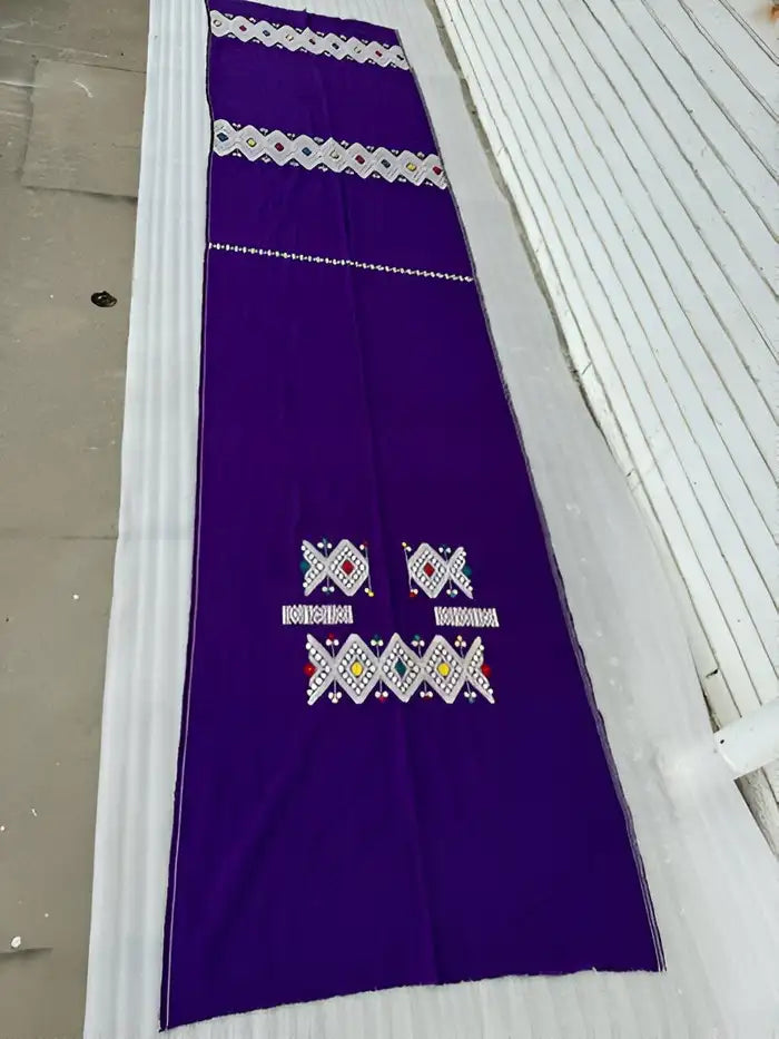 12' x 3' purple Guatemala rug – handmade fabric for stylish interiors.