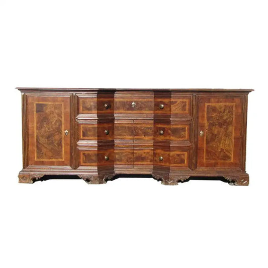 Vintage Solid Wood Italian Desk Secretary Credenza